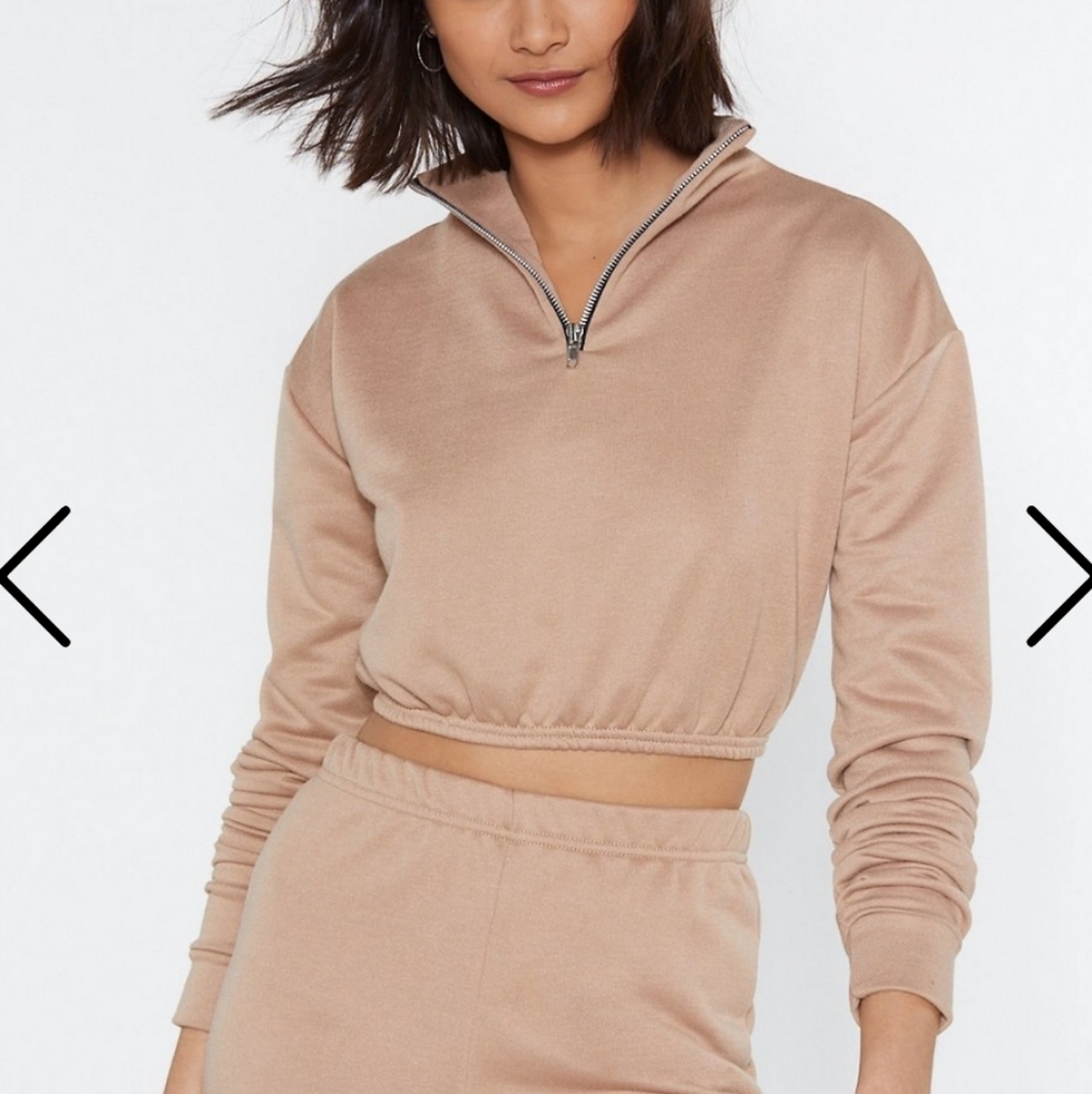 Nasty Gal Just For Funnel Cropped Zip Sweater